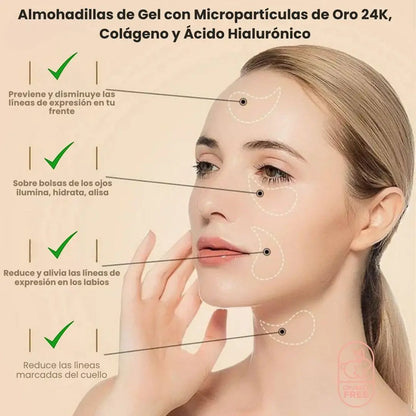 Almohadillas de Gel para Ojos Gold 24K con Colágeno y Ácido Hialurónico