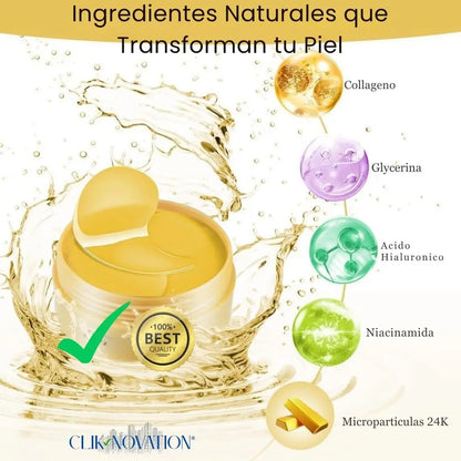 Almohadillas de Gel para Ojos Gold 24K con Colágeno y Ácido Hialurónico
